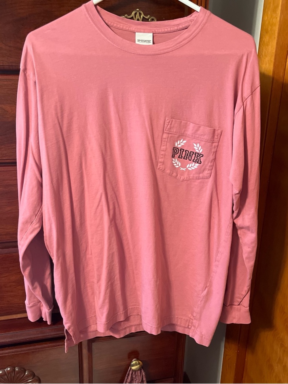 PINK Victoria's Secret Dusty Rose Long-Sleeve Pocket Tee